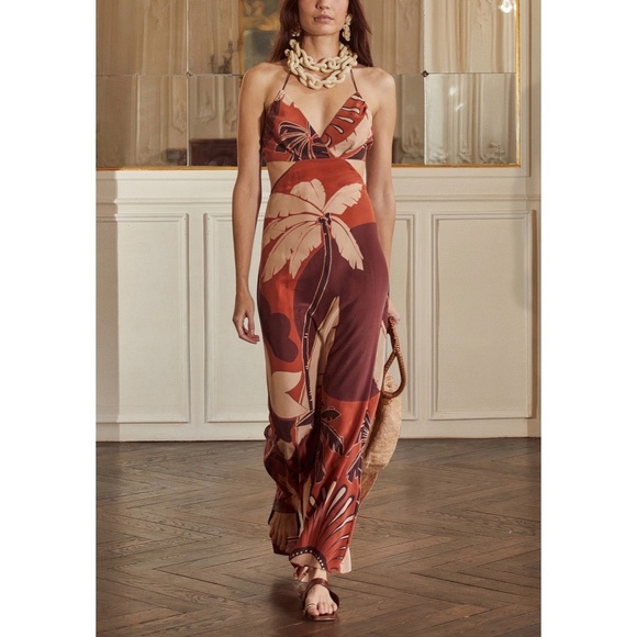 Johanna Ortiz Dresses & Skirts - Johanna Ortiz Midi Silk Halter Agustina Paradise City Cut-Out Dress
